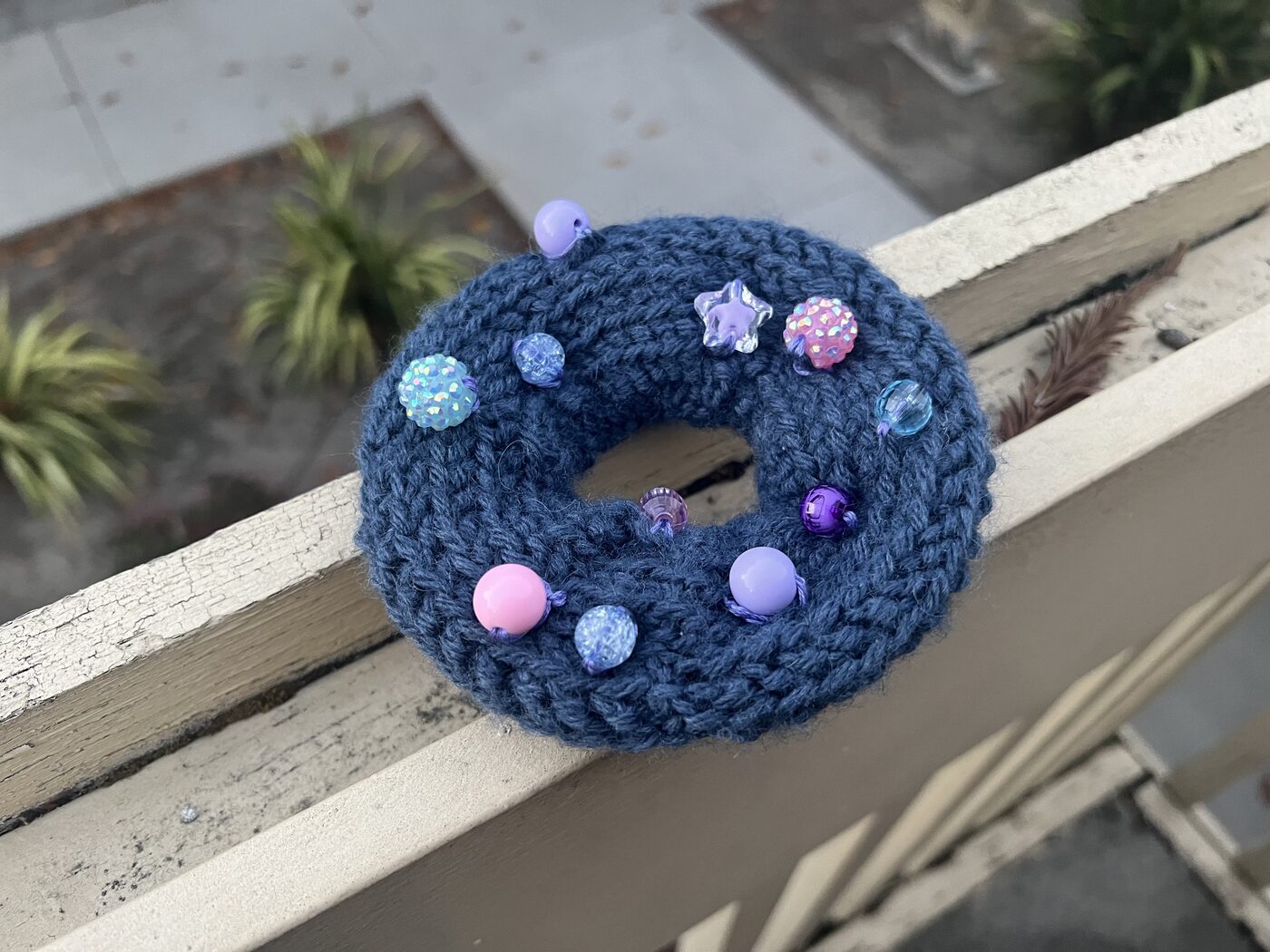 a crocheted floral piece