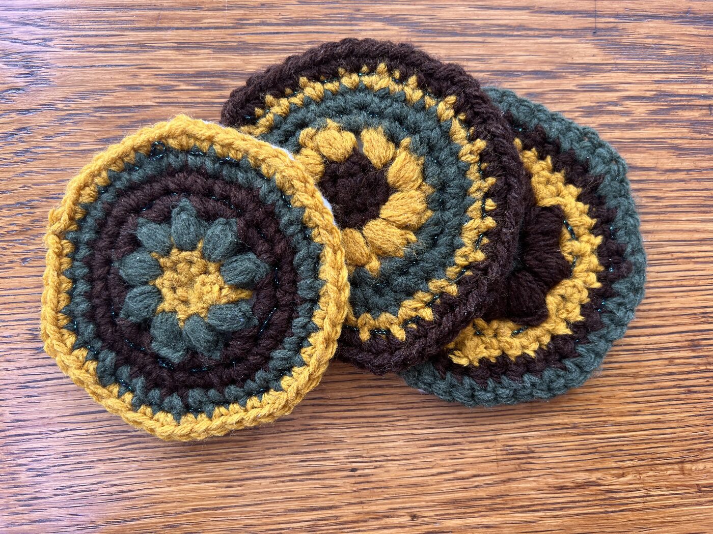 a crocheted floral piece